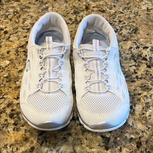 Skechers White Mesh Slip-On Sneakers